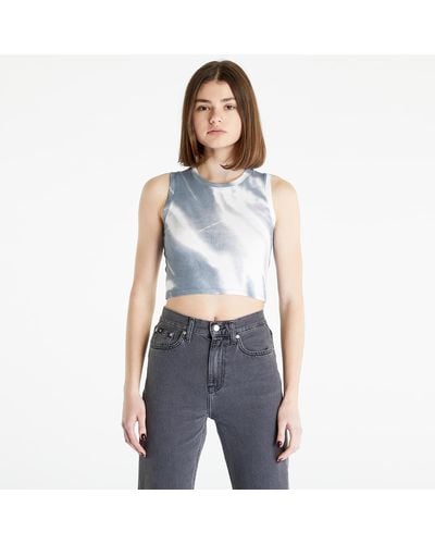 Calvin Klein Jeans Motion Blur Aop Rib Tank Top Gray - Blue