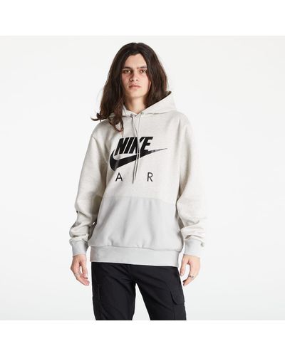 Nike Nsw air brushed back pullover hoodie lt iron ore/ htr/ phantom/ black - Weiß