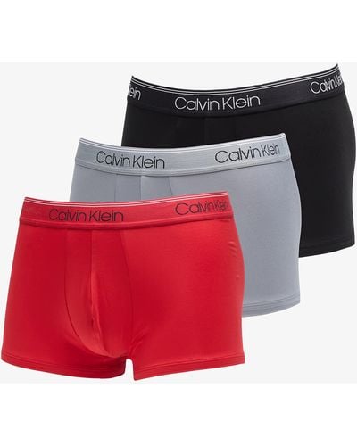 Calvin Klein Microfiber Stretch Wicking Technology Low Rise Trunk 3-pack Black/ Convoy/ Red Gala