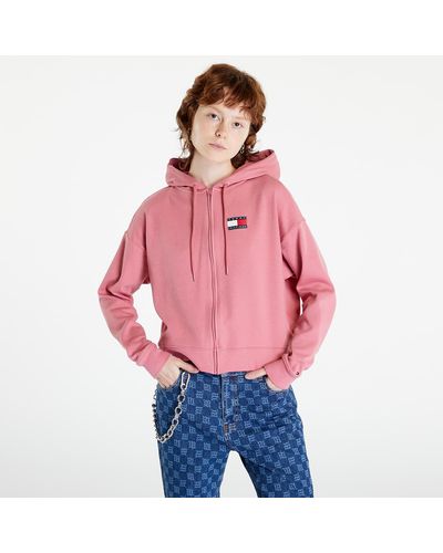 Tommy Hilfiger 85 lounge full zip hoodie light weight knt pink - Rot