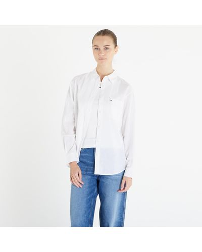 Tommy Hilfiger Tommy Jeans Solid Linen Blend Shirt - Bianco