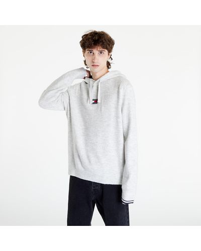Tommy Hilfiger Tjm Relaxed Badge Hoodie Sweater Silver Gray Heather - White