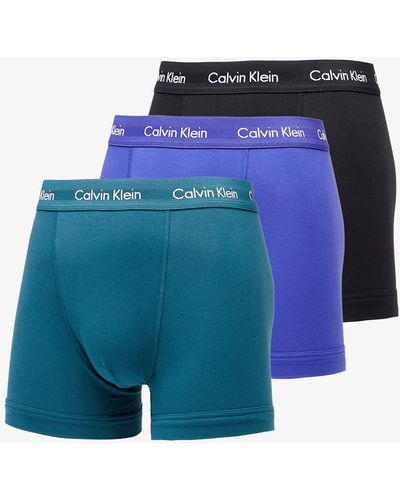 Calvin Klein Cotton Stretch Classic Fit Trunk 3-Pack Spectrum Blue/ Black/ Atlantic Deep - Blau