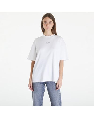 Calvin Klein Jeans Woven Label Rib Short Sleeve Tee - White