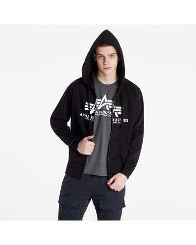 Alpha Industries sweatshirt Basic Zip Hoody men's black color