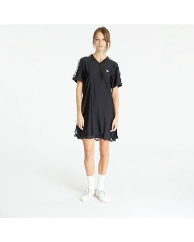 adidas Originals Lace trim short sleeve tee dress - Schwarz