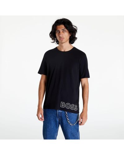 BOSS Stretch-cotton pyjama outline logo t-shirt - Schwarz