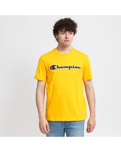 Champion T-shirt Logo Crew Neck Tee S - Yellow