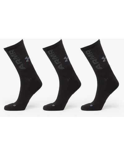 Under Armour 3-Maker Cushioned Mid-Crew 3-Pack Socks - Black