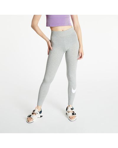 Nike Sportswear w essential gx mr legging swoosh dk grey heather/ white - Grau