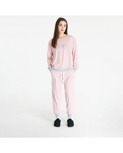 DKNY Dkny Wms Long Sleeve Pajama Set / Gray - Pink