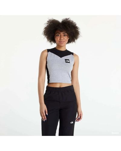 The North Face Cropped Fitted Tank Top Tnf Light Gray Heather - Black