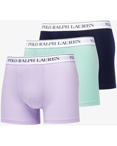 Ralph Lauren Stretch Cotton Boxer Brief 3-pack Seam Foam/ Dark Navy/ Lavender - Blue