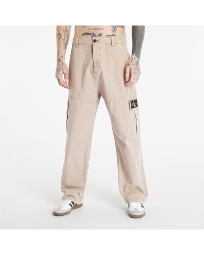 Calvin Klein Jeans Mineral Dye Cargo Woven Pants Shitake - Natural