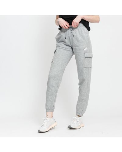 Nike Nsw essential fleece mid-rise cargo pants dk grey heather/ white - Grau