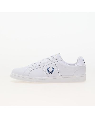 Fred Perry B721 Leather/ Towelling Wht/ Shade Cobalt - White