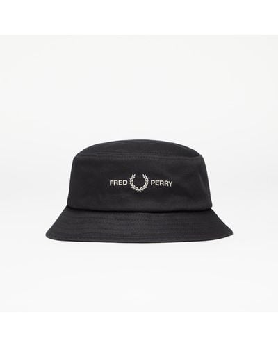 Fred Perry Graphic Brand Twill Bucket Hat / Warm Gray - Black