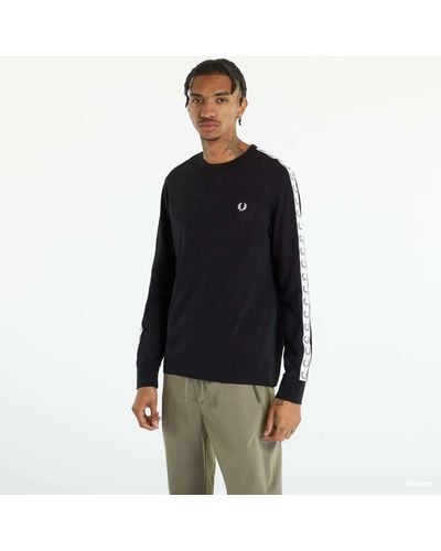Fred Perry Taped long sleeve t-shirt black - Schwarz