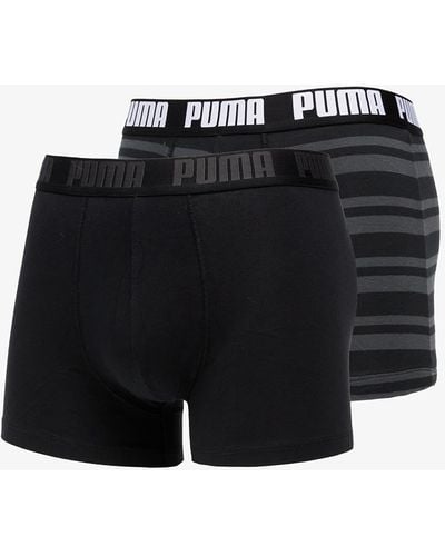 PUMA 2 Pack Heritage Stripe Boxers - Black