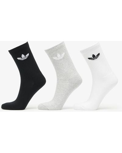 adidas Originals Adidas trefoil cushion crew sock 3-pack white/ medium grey heather/ black - Blanc