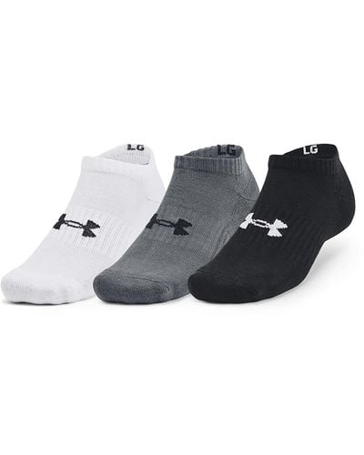 Under Armour Core No Show 3-pack Socks Black/ White/ Gray - Blue