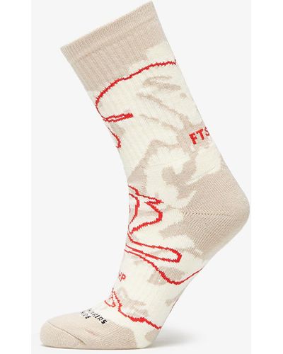 Footshop Giza desert socks ecru/ red - Weiß