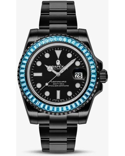 A Bathing Ape Type 1 Bapex Crystal Stone Watches - Green