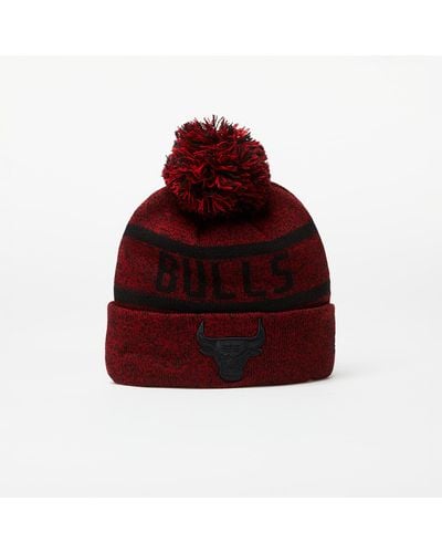 KTZ Chicago Bulls Jake Bobble Knit Beanie Hat Cardinal/ Black - Red