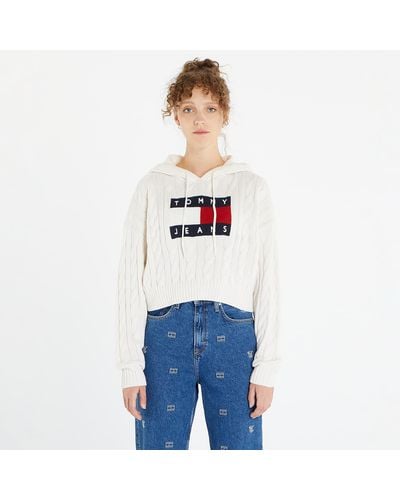 Tommy Hilfiger Center flag cable hoodie - Weiß