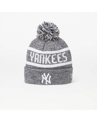 KTZ New York Yankees Jake Bobble Knit Beanie Hat Black/ White - Gray