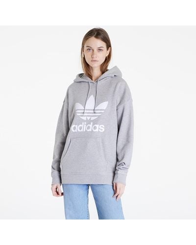 adidas Originals Adidas trefoil hoodie medium grey heather/ white - Blau