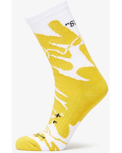 Footshop The "basketball" socks white/ yellow - Jaune