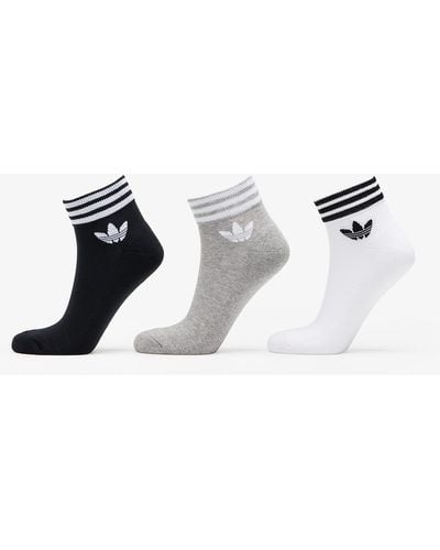 adidas Originals Trefoil ankle socks 3-pack white/ black/ gray - Bianco