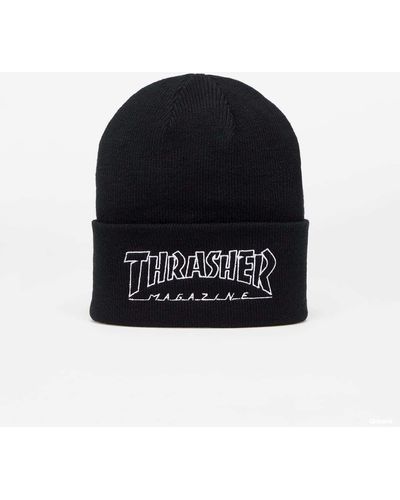 Thrasher Hat Outlined Logo Beanie - Black