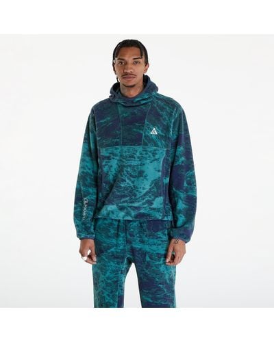 Nike Acg "wolf tree" allover print pullover hoodie bicoastal/ thunder blue/ summit white - Blau