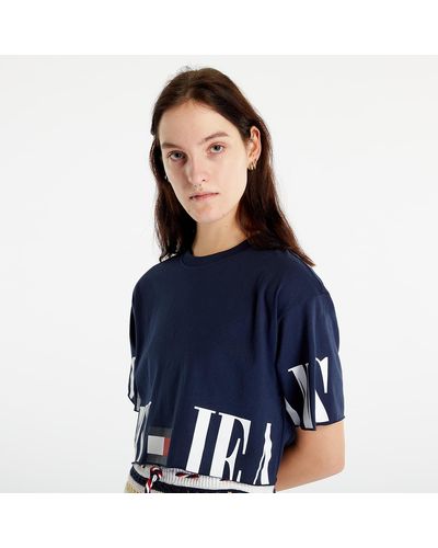 Tommy Hilfiger Oversized Crop Cotton T-Shirt - Blau