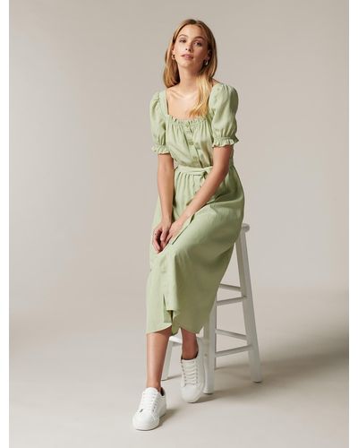 Forever New Corinna Puff-sleeve Midi Dress - Green