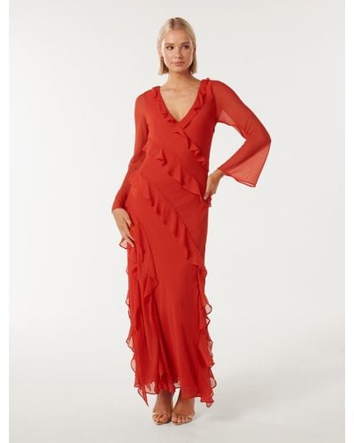 Forever New Bonnie Ruffle Long-sleeve Dress - Red