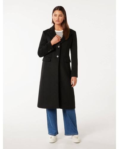 Forever New Rebecca Button-Front Coat - Black