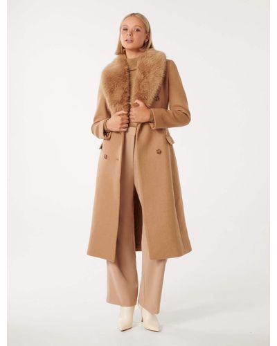 Forever New Frankie Faux Fur Collar Coat - Brown