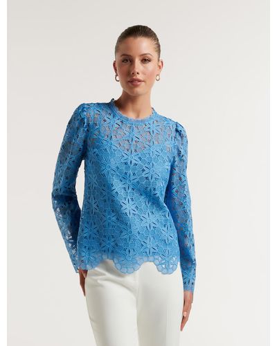 Forever New Katrina Lace Shell Top - Blue