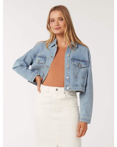 Forever New Keira Cropped Jacket - Blue