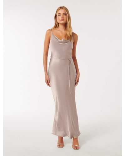 Forever New Lucy Satin Cowl Maxi Dress - White
