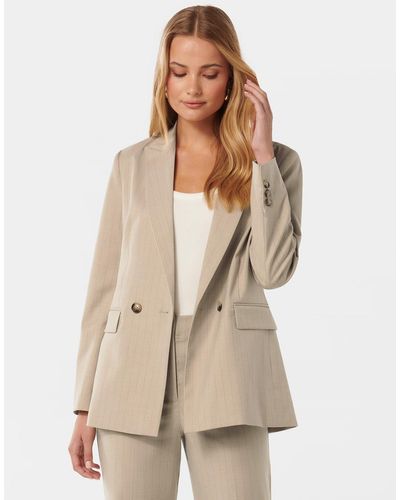 Forever New Charli Double Breasted Blazer Jacket - Natural