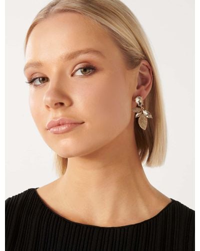 Forever New Signature Reese Glass Stone Leaf Drop Earrings - Black