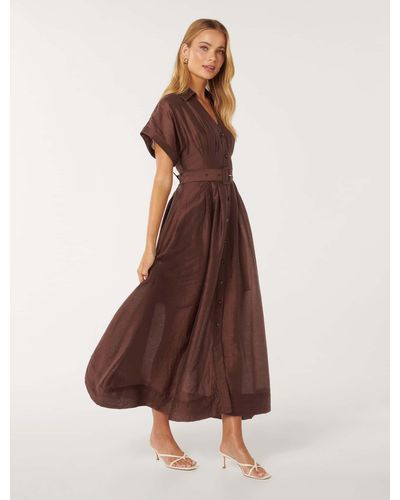 Forever New Judith Belted Midi Dress - Brown