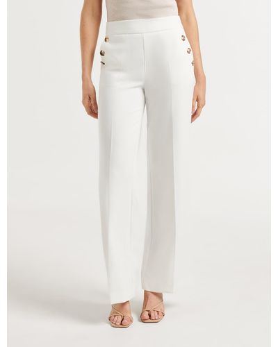 Forever New Megan Button Wide-Leg Trousers - White