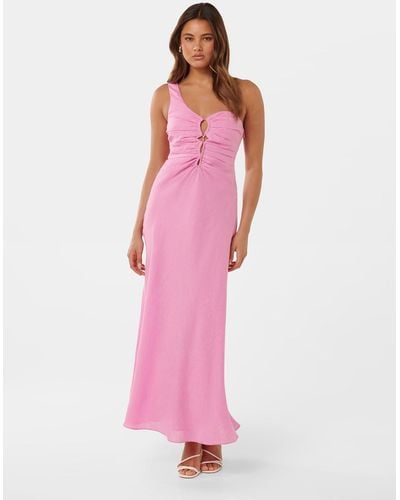Forever New Dalia One-Shoulder Linen Dress - Pink