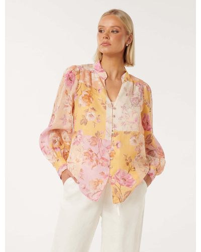 Forever New Delia Printed Blouse - White
