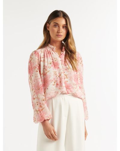 Forever New Gwen Button Detail Blouse - Pink